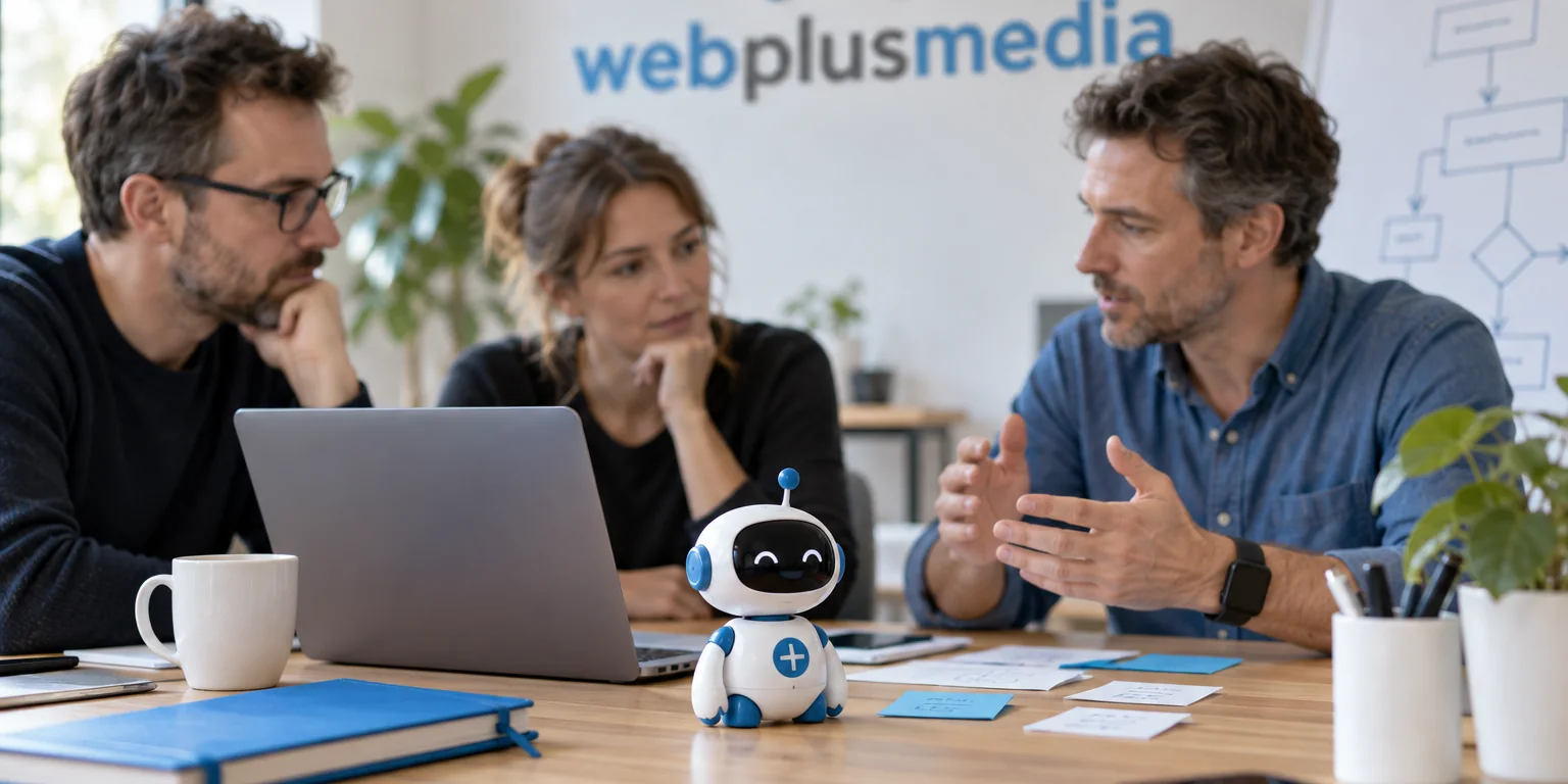 Roboter vor blauem Verlauf als Symbol für die KI-Agentur
